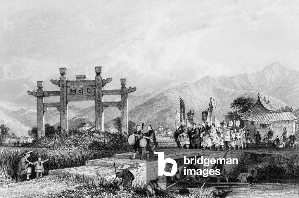 China: 'Scene in the Suburbs of Ting Hae', by Thomas Allom, c. 1845