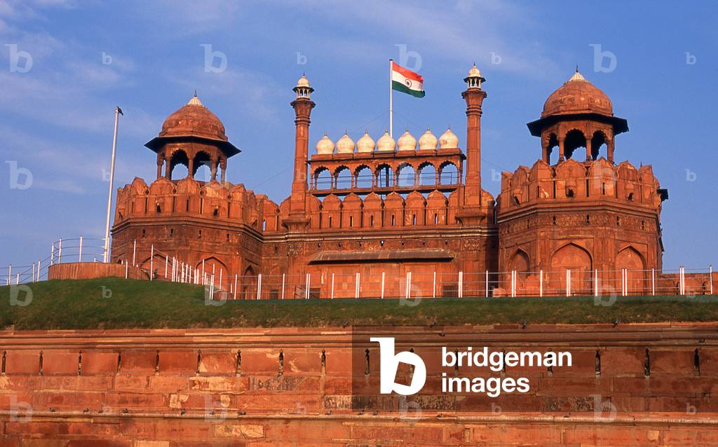 India: The Lahore Gate at the massive Red Fort, Old Delhi