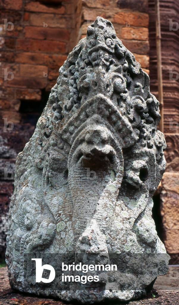 Cambodia: The remains of a Naga pedestal,  Phnom Chisor temple, Takeo Province