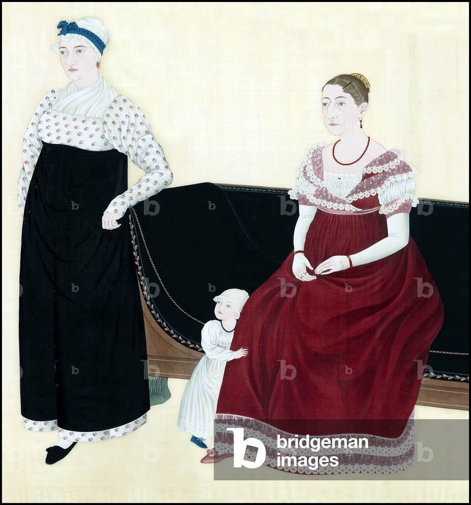 Netherlands / Japan: The wife of Jan Cock Blomhoff (right) together with his son and wetnurse, Director of Dejima Trading Colony, Nagasaki, Japan, c. 1817.