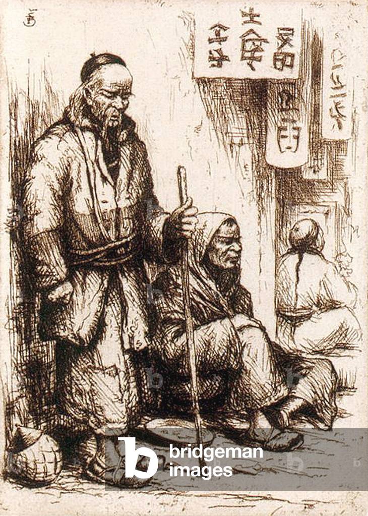China: Two beggars in Shanghai, c.1928