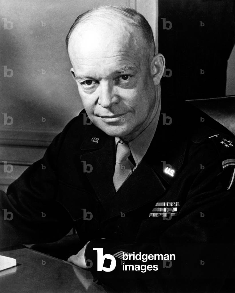 USA: General Dwight D. Eisenhower, Supreme Allied Commander of the Allied Expeditionary Force (SHAEF), at his headquarters in the European theatre of operations, February 1, 1945