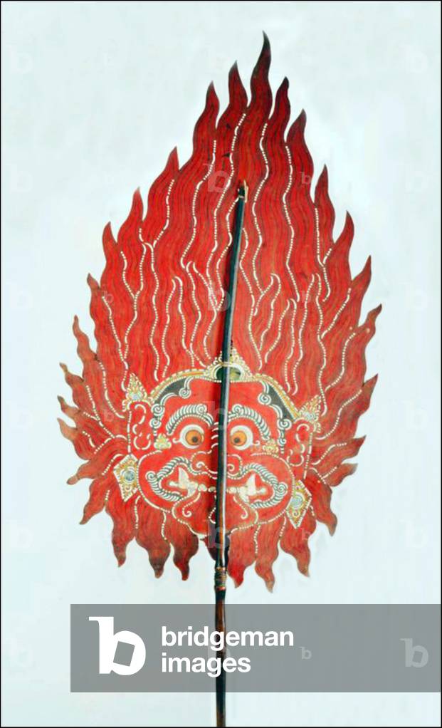 Indonesia: Balinese shadow puppet (wayang kulit) figure representing Rahu as a Fire God