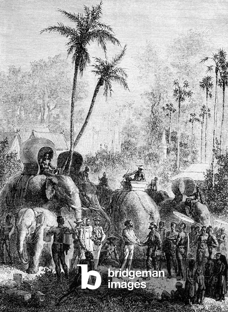 Thailand: Louis Delaporte (left) receives Commander de Lagree and his expedition at Khemarat on the Siamese-Lao border in 1867.