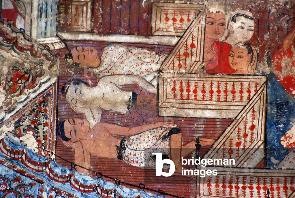 Thailand: Sleepers, southern wall mural, Wat Buak Khrok Luang, Chiang Mai