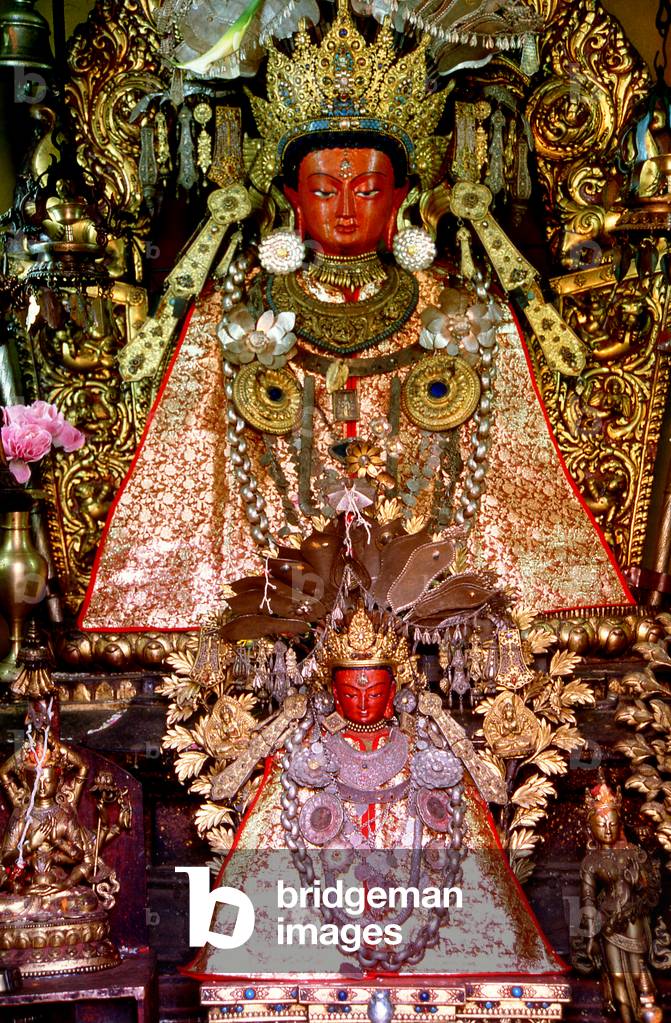 Nepal: The Akshobhya Buddha ('the immovable one') at the Rudra Varna Mahavihar temple, Patan, Kathmandu Valley (1998)