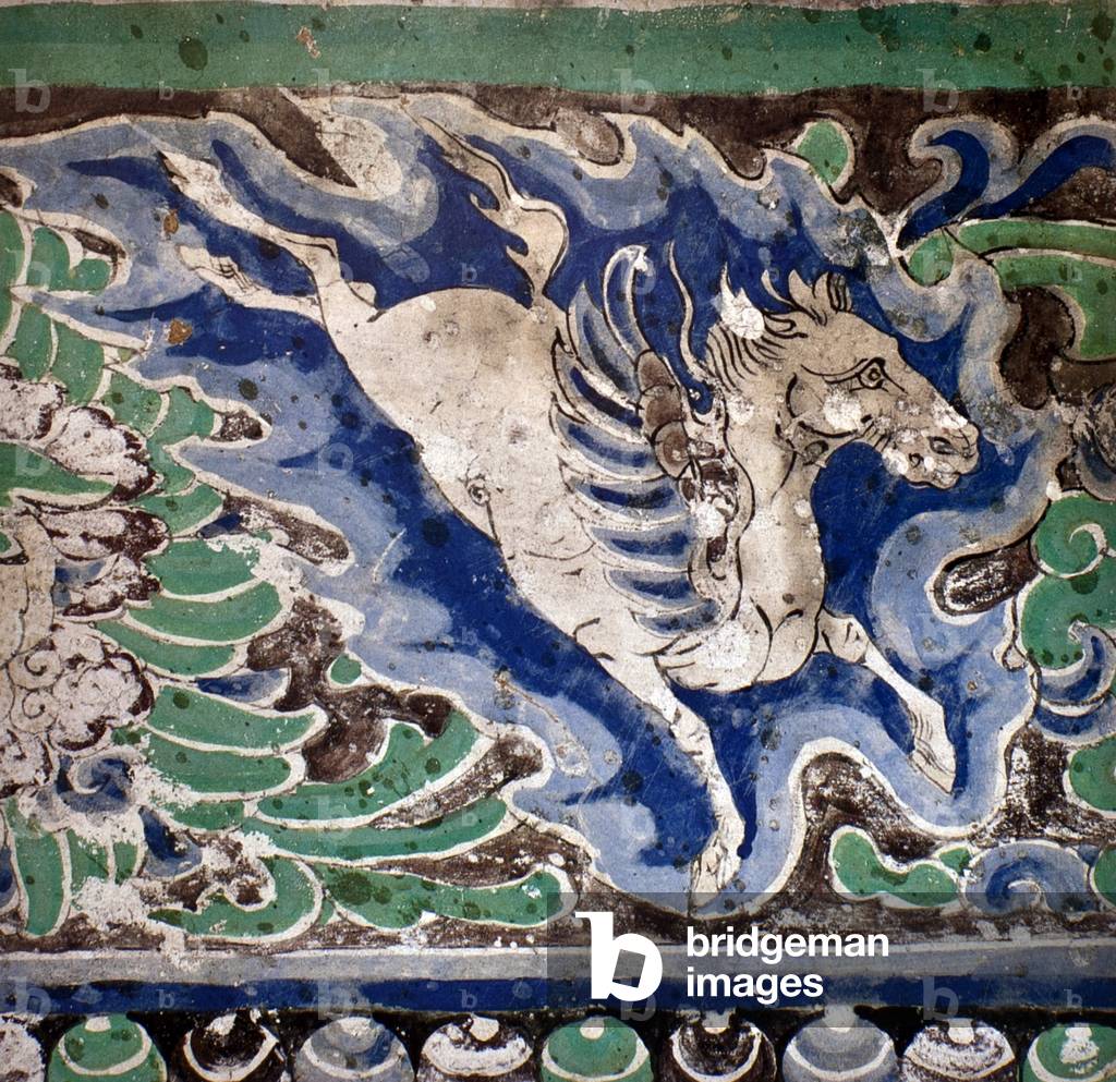 China: Frecso of a winged horse, Cave 10, Yulin Caves, Western Xia Dynasty (1038-1227)