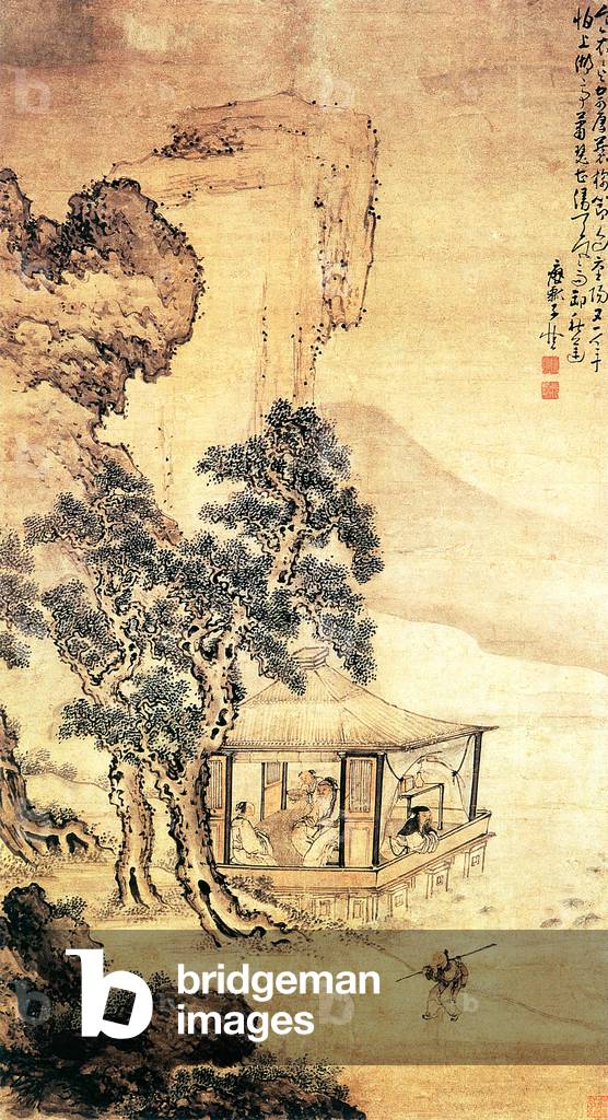 China: 'Autumn Lake Pavilion'. Qing Dynasty painter Huang Shen (1687-1772)