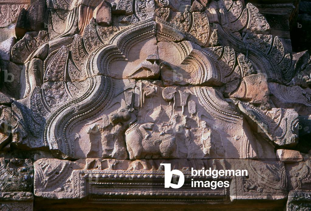 Thailand: Nandi the Bull on a pediment, Prasat Hin Phanom Rung (Phanom Rung Stone Castle), Buriram Province