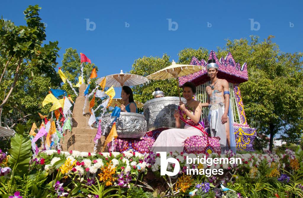 Thailand: Decorated flower float, Chiang Mai Flower Festival Parade, Chiang Mai, northern Thailand