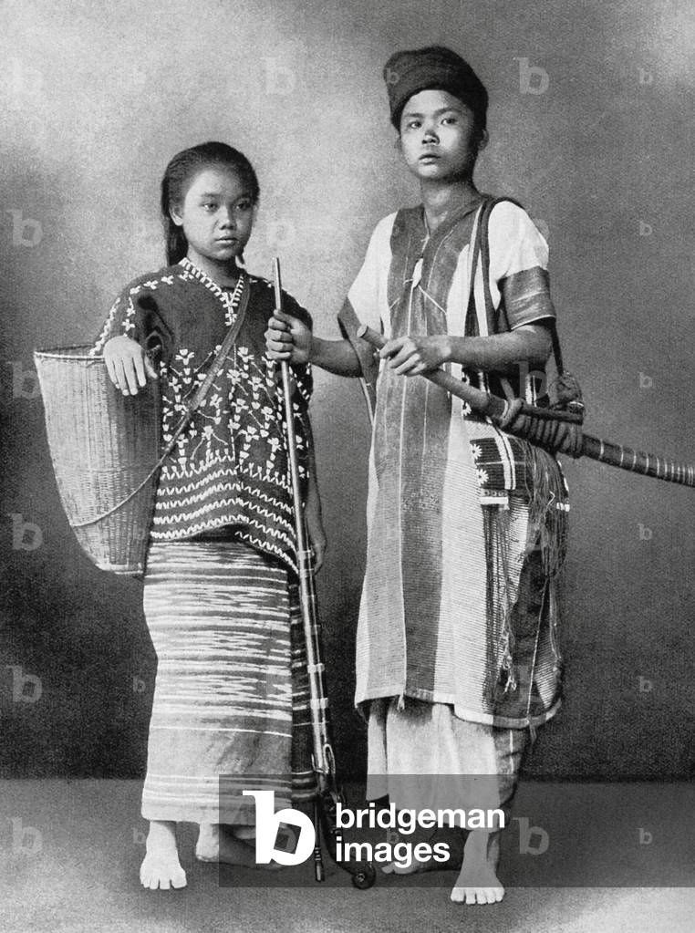 Thailand: A young Karen couple in northern Thailand, c. 1900