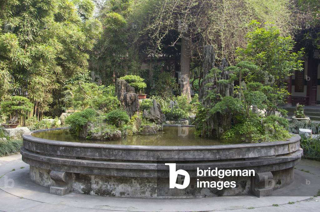 China: Bonsai garden, Du Fu Caotang (Du Fu's Thatched Cottage), Chengdu, Sichuan Province