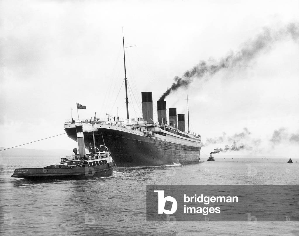 UK: RMS Titanic leaving Belfast for her sea trials on 2 April 1912