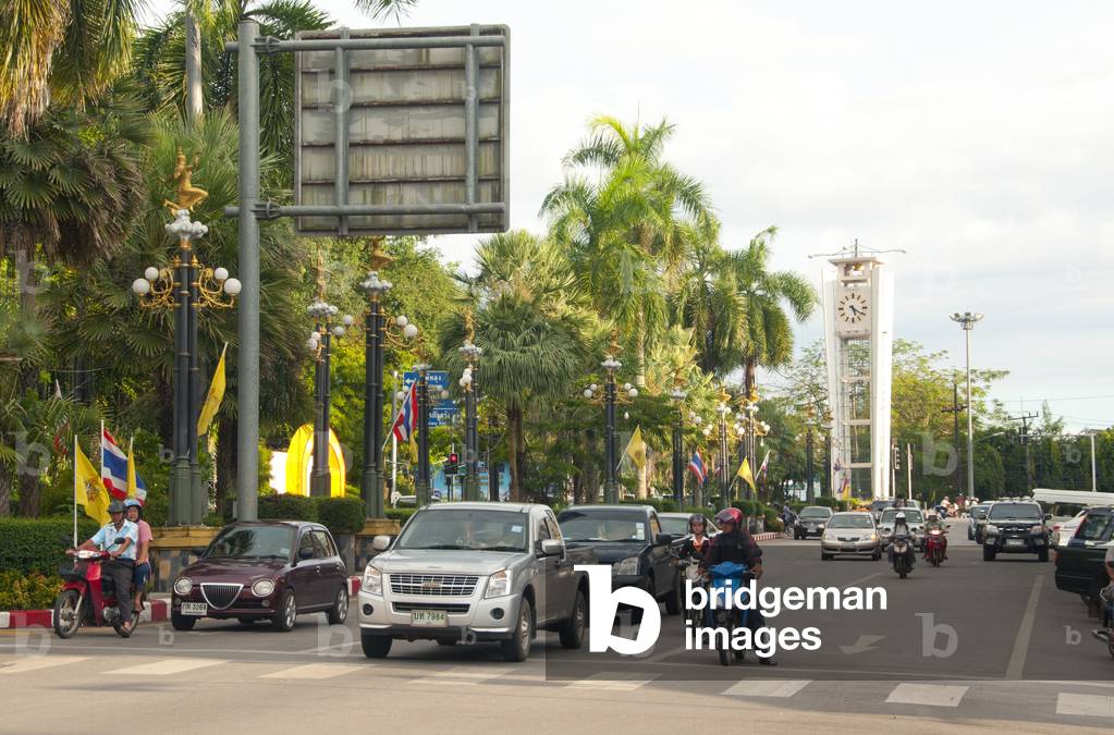 Thailand: The Clocktower intersection near Trang City Hall, Trang Town, Trang Province, southern Thailand