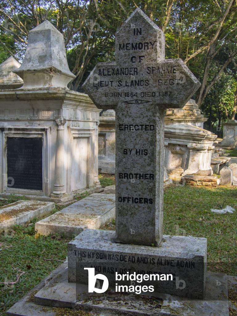 Malaysia: Cross tombstone for Lieutenant Alexander Spankie, Georgetown, Penang