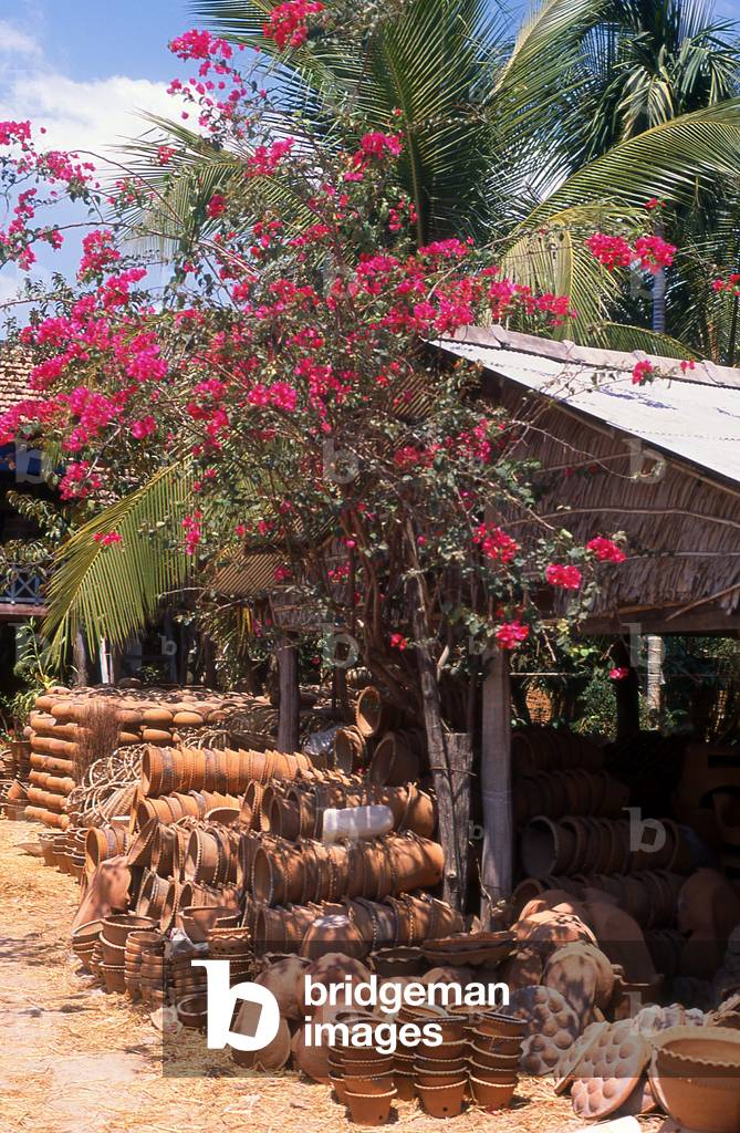 Cambodia: Traditional earthen pots at a pottery factory near Kompong Chhnang