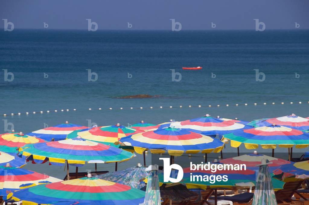Thailand: Colourful parasols, Surin Beach (Hat Surin), Phuket