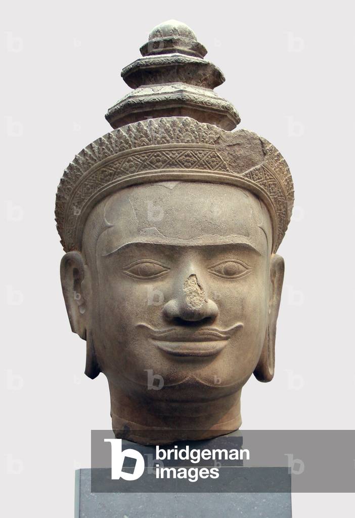 Cambodia: Head of Vishnu from Phnom Bok, Siem Reap, now in the Musée Guimet, Paris (9th-10th century)