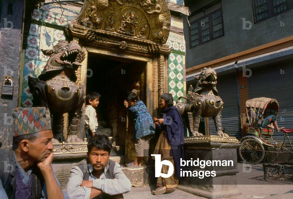 Nepal: Akash Bhairav Temple, Indra Chowk, Kathmandu, (1996)