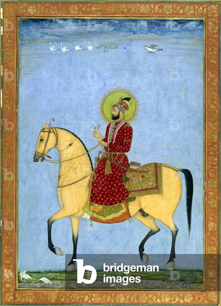India: The 9th Mughal Emperor Farrukhsiyar (r. 1713 - 19) on horseback