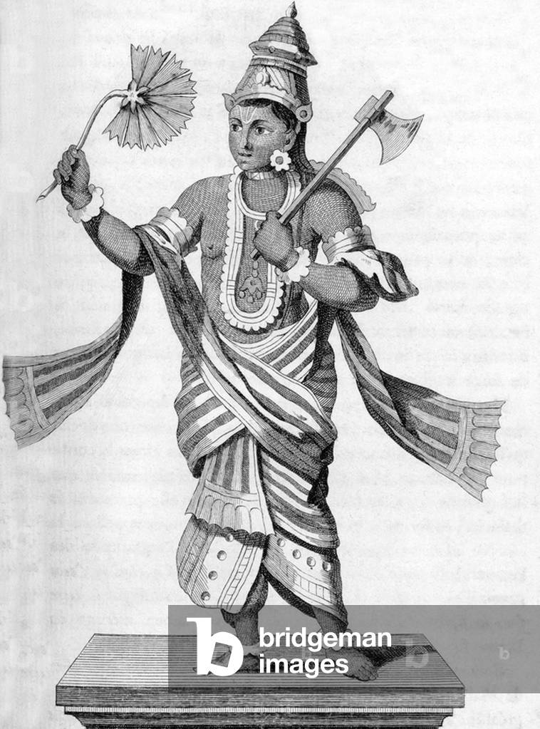 India: Eighth Avatar (incarnation) of Vishnu as Parasurama or Rama with axe (Pierre Sonnerat, 1782).