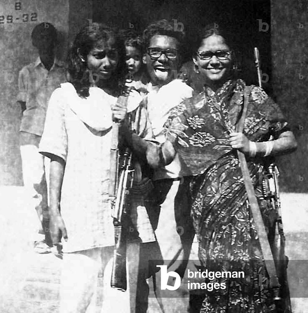 Bangladesh: Female Mukti Bahini guerillas armed with rifles, Dhaka, 1971