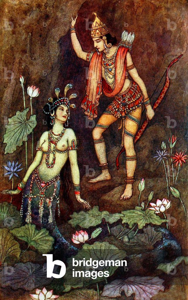 UK: 'Arjuna and the River Nymph', Warwick Goble (1862-1943), 1912