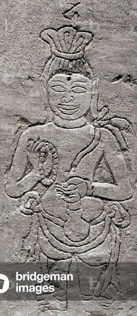 Maldives: Representation of the sage Akathliyar (Agastya) engraved on coral stone, c. 8th-9th century CE