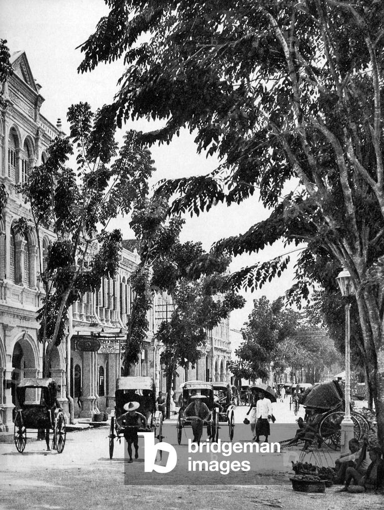 Malaysia: Rickshaws on Station Road, Ipoh, Perak State, early 20th century