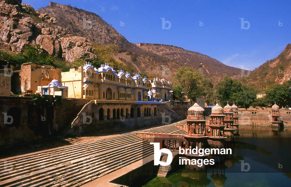India: The huge kund (tank) next to the Vinay Vilas (City Palace), Alwar, Rajasthan