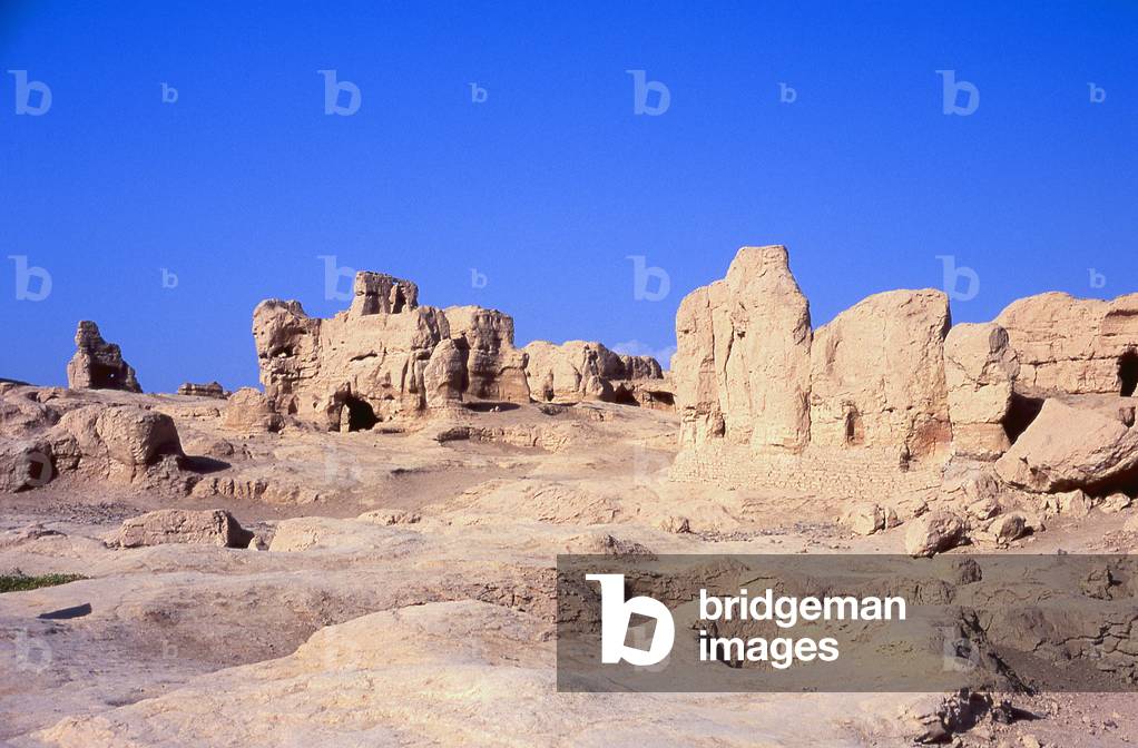 China: Ruins at Yarkhoto or Jiaohe Gucheng (Jiaohe Ancient City), near Turpan, Xinjiang