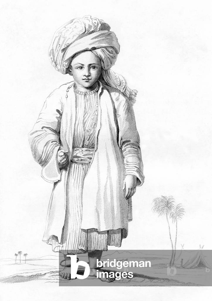 Yemen: A Yemeni boy of Mocha on the Red Sea Tihama coast dressed in his best clothing. Henry Salt, c. 1805