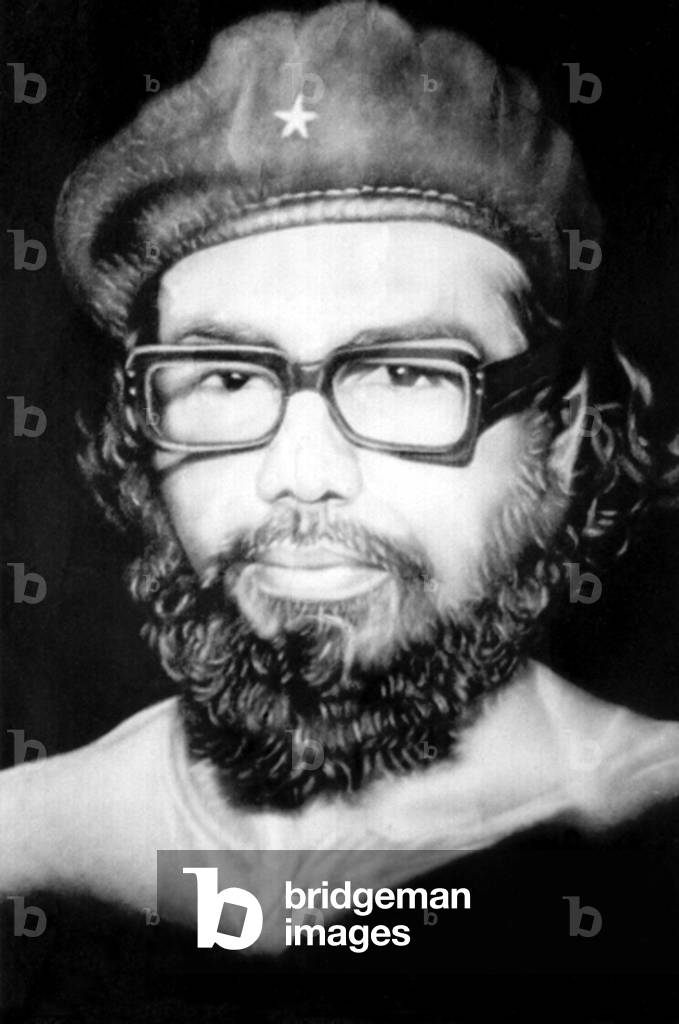 Sri Lanka: Rohana Wijeweera (Patabendi Don Nadasiri Wijeweera, 1943-1989), Marxist, revolutionary, founder of the Janatha Vimukthi Peramuna (JVP) or 'People's Liberation Front, in characteristic 'Che Guevara' garb
