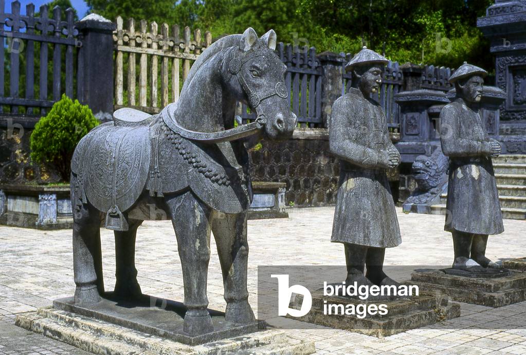 Vietnam: Stone guardian statues guarding the Tomb of Emperor Khai Dinh, Hue