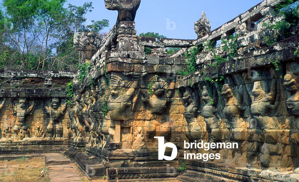 Cambodia: Garudas adorn the middle section of the Terrace of the Elephants, the Terrace of the Elephants, Angkor Thom