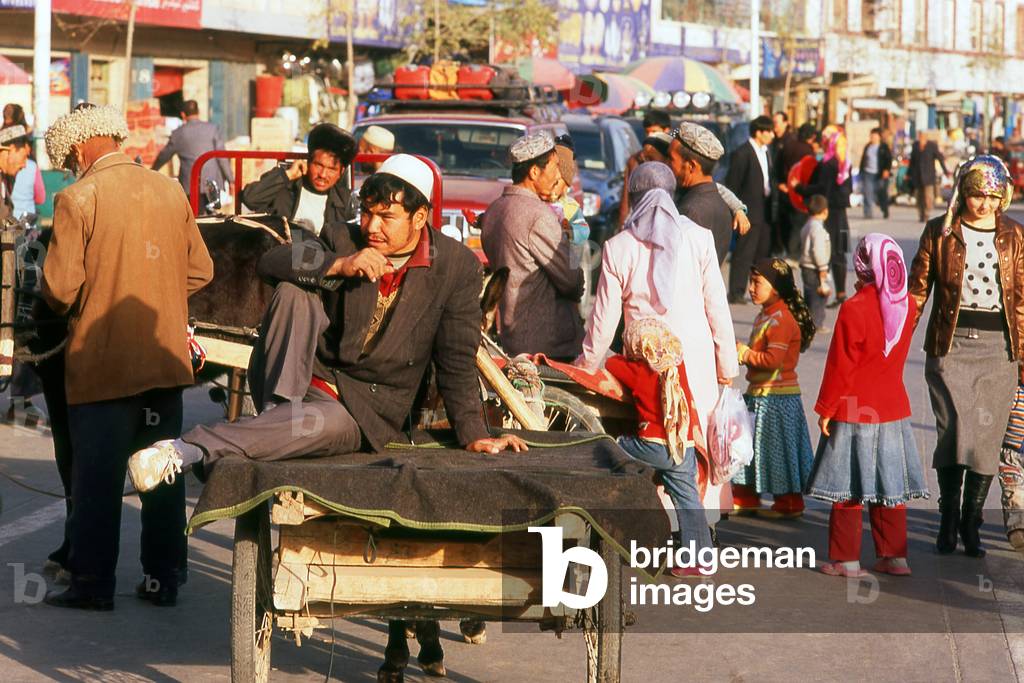 China: Street scene, Khotan, Xinjiang Province