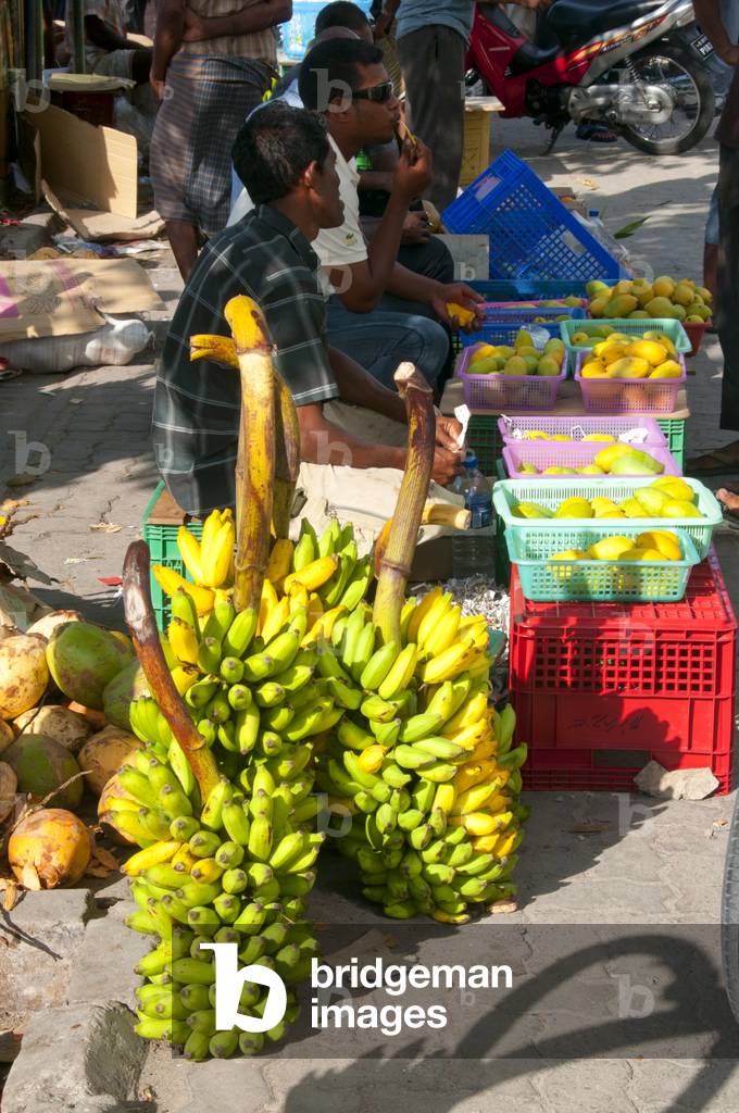 Maldives: Bananas in the fruit and vegetable market in the capital Male, North Male Atoll