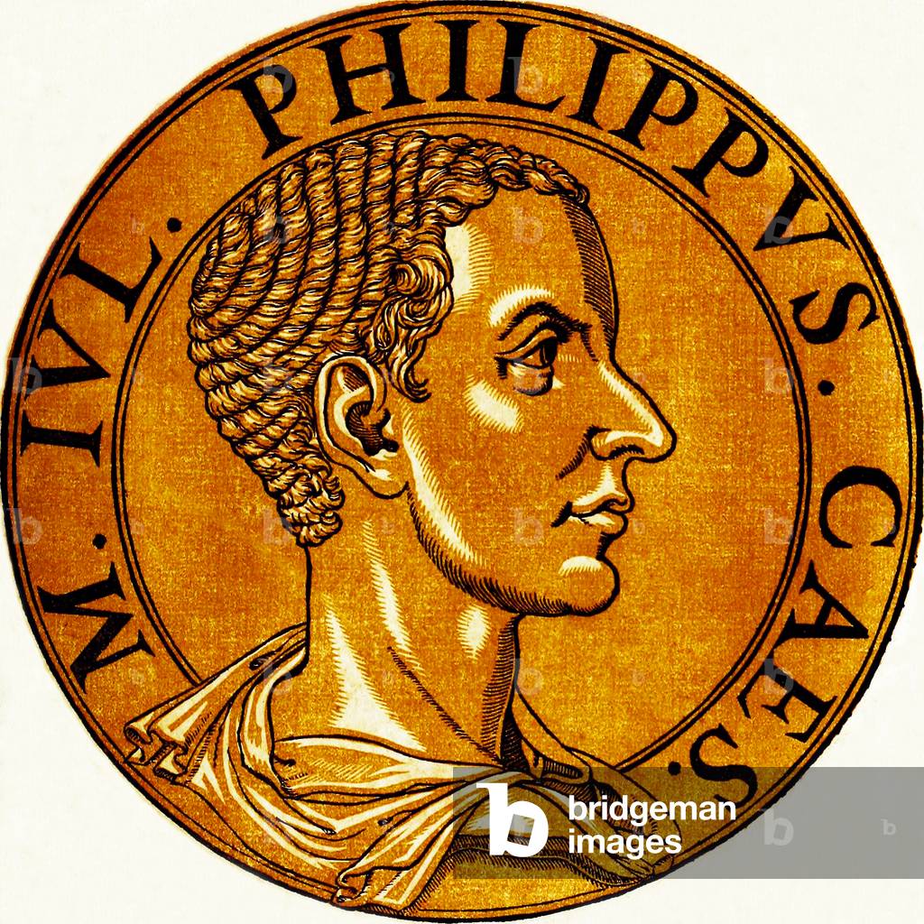 Italy: Philip II (238-249), joint 33rd Roman emperor, Antwerp, c.1645 (print)