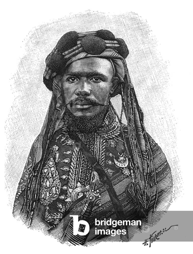 Comoros: Sultan Said Ali bin Said Omar of Ngadiza / Grande Comore, 1890 (woodblock print)