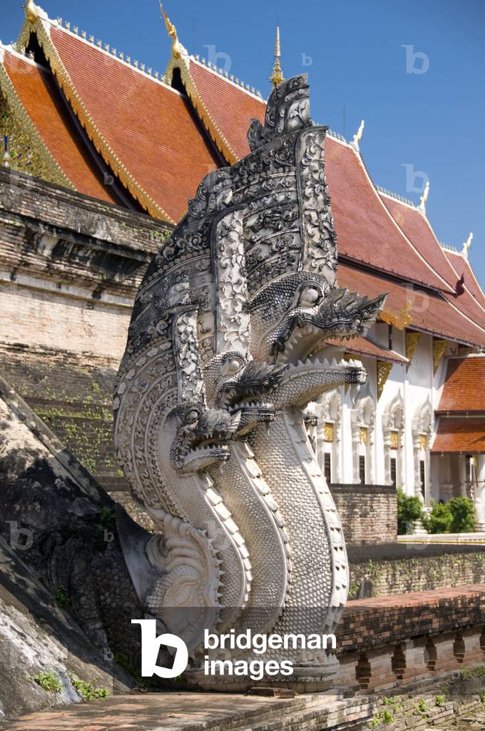 Thailand: Naga on the main chedi, Wat Chedi Luang, Chiang Mai
