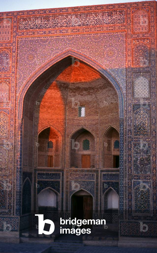 Uzbekistan: The iwan or portico of the Mir-i-Arab Madrasah, part of the Po-i-Kalyan complex, Bukhara