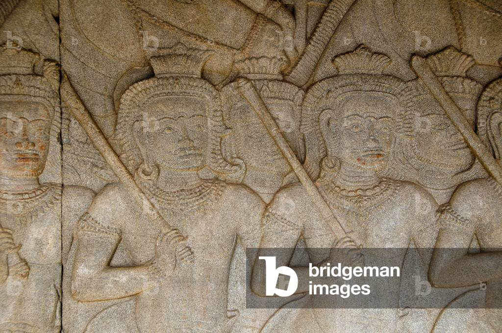 Cambodia: Asuras (sinful deities) stand in attendance at the Churning of the Ocean of Milk (Sea of Milk), South Wing, East Gallery, Angkor Wat