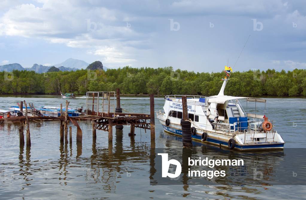 Thailand: Tour boat at the Krabi Town waterfront, Krabi Province, southern Thailand