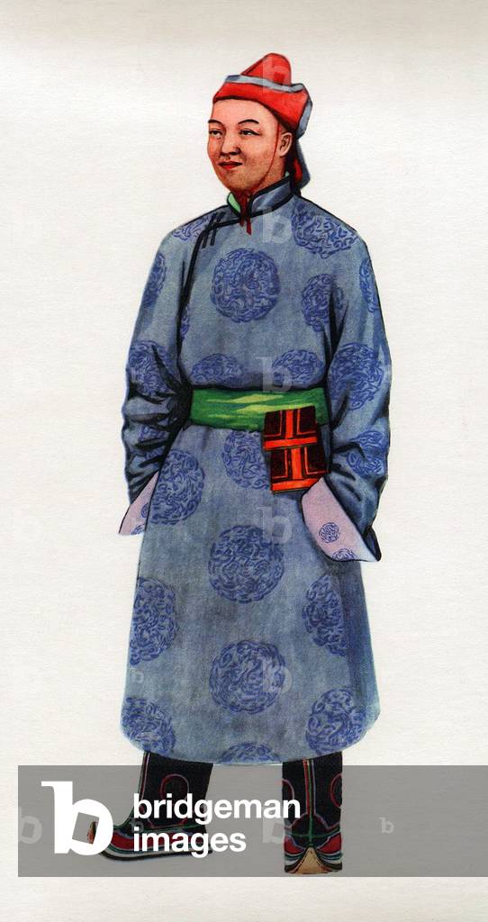 Mongolia: Arate (commoner) male wearing a summer-smock-flock and cap