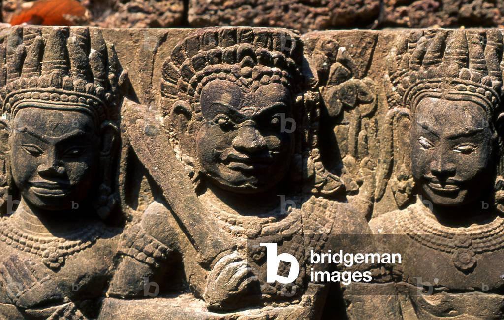 Cambodia: Ruler and consorts on an inner bas-relief of the Terrace of the Leper King, Angkor Thom