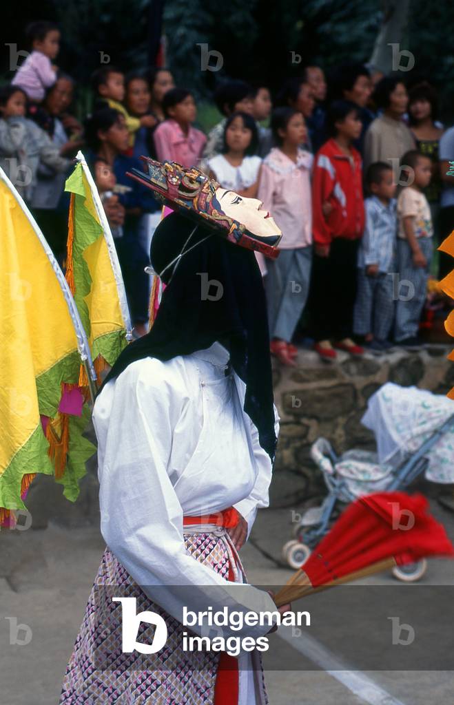China: Miao mask performance at a festival near Huangguoshu, Guizhou Province