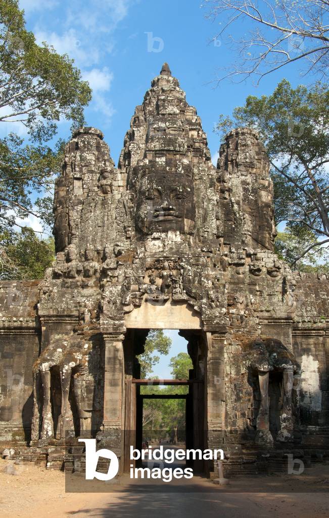 Cambodia: The face towers of Victory Gate, Angkor Thom, Angkor