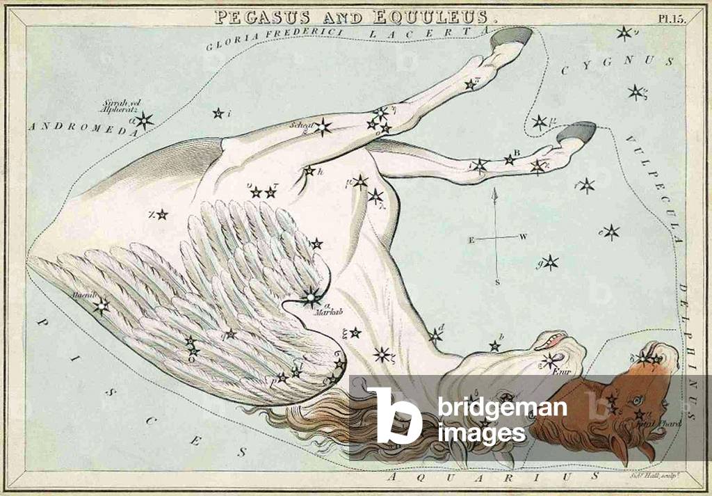 England / UK: 'Pegasus and Equuleus', plate 15 in 'Urania's Mirror', a set of celestial cards accompanied by 'A familiar Treatise on Astronomy', Sidney Hall and Richard Rouse, London, 1824