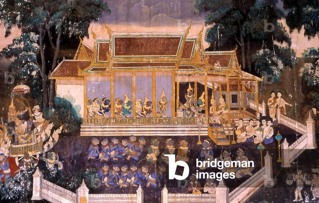 Cambodia: The Reamker (Ramayana) Frescoes in the gallery surrounding the Silver Pagoda compound, Royal Palace and Silver Pagoda, Phnom Penh