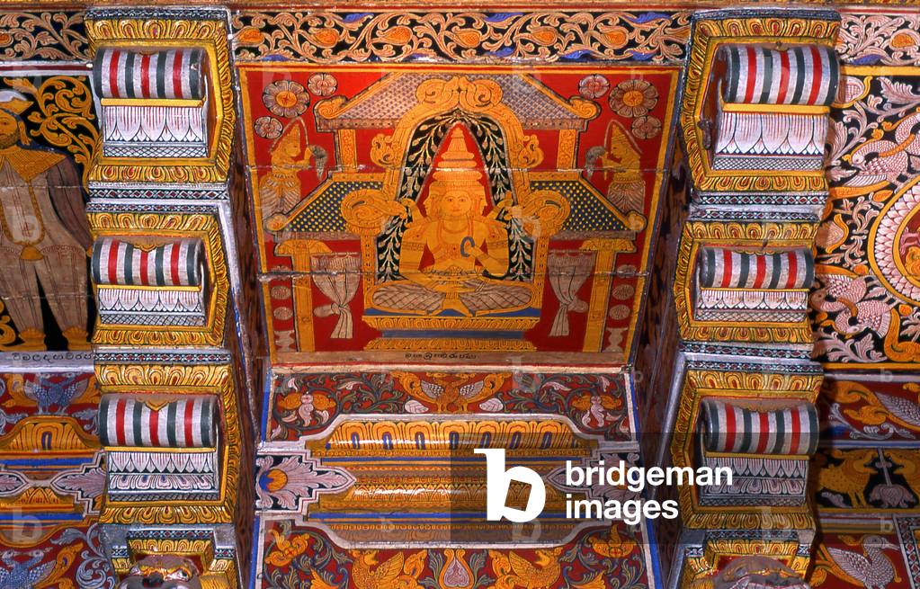 Sri Lanka: The painted ceiling outside the inner sanctum, Sri Dalada Maligawa or the Temple of the Tooth, Kandy